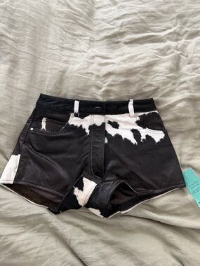 NastyGal cow hide leather shorts